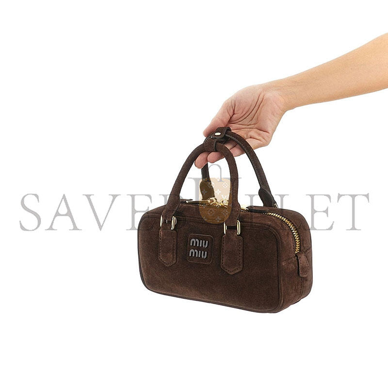 MIU MIU BAULETTO CAMOSCIO PADDED HANDBAG 5BB142 (22*10.5*7.5cm)